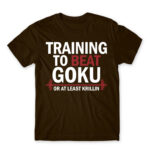 Training to beat Goku Chocolate Men's T-shirt for Anime, Dragon Ball