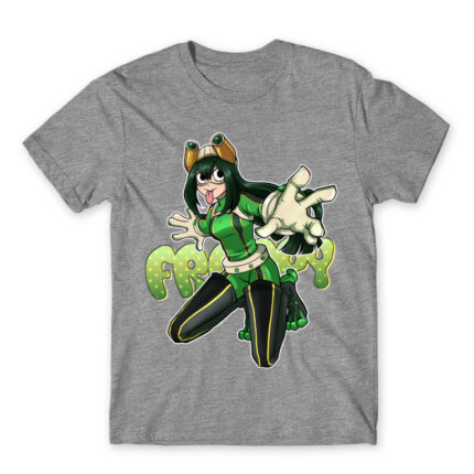 Tsuyu – My Hero Academia Grey Melange Men's Tee for Anime, My Hero Academia