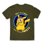 Twisty Detective Pikachu Army Men's T-shirt for Anime, Pokemon