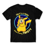 Twisty Detective Pikachu Black Men's T-shirt for Anime, Pokemon