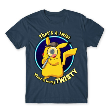 Twisty Detective Pikachu Denim Men's T-shirt for Anime, Pokemon