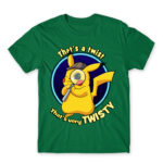 Twisty Detective Pikachu Kelly Green Men's Tee for Anime, Pokemon
