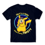 Twisty Detective Pikachu Navy Men's T-shirt for Anime, Pokemon