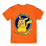 Twisty Detective Pikachu Orange Men's T-shirt for Anime, Pokemon