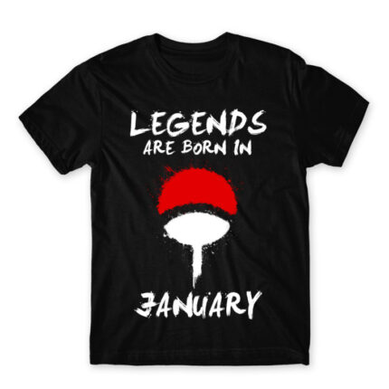 Uchiha Legends January Black Men's T-shirt for Anime, Naruto