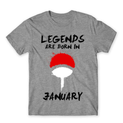 Uchiha Legends January Grey Melange Men's T-shirt for Anime, Naruto