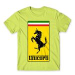 Unicorn Ferrari Apple Green Men's Tee for Brand Parody, Funny