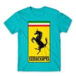 Unicorn Ferrari Atoll Blue Men's Tee for Brand Parody, Funny