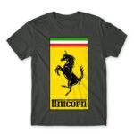 Unicorn Ferrari Dark Grey Men's Tee for Brand Parody, Funny