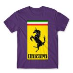 Unicorn Ferrari Dark Purple Men's Tee for Brand Parody, Funny