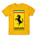 Unicorn Ferrari Gold Men's T-shirt for Brand Parody, Funny