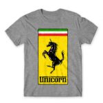 Unicorn Ferrari Grey Melange Men's Tee for Brand Parody, Funny
