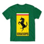 Unicorn Ferrari Kelly Green Men's Tee for Brand Parody, Funny