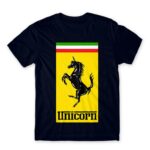 Unicorn Ferrari Navy Men's T-shirt for Brand Parody, Funny