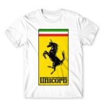 Unicorn Ferrari White Men's T-shirt for Brand Parody, Funny