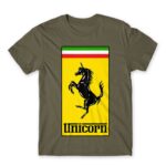 Unicorn Ferrari Zinc Men's Tee for Brand Parody, Funny