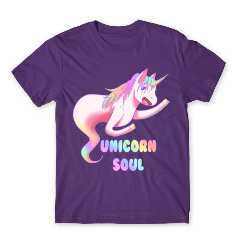 Unicorn Soul Dark Purple Men's Tee for Anime, Anime Funny