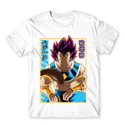 Vegeta Hakashin White Men's T-shirt for Anime, Dragon Ball