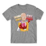 Wanna have One Punch? Grey Melange Men's T-shirt for Anime, One Punch Man