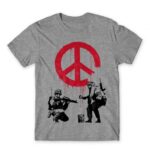 War Graffiti Grey Melange Men's Tee for Soldier, Work