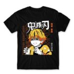 Zenitsu Agatsuma – Demon Slayer Black Men's Tee for Anime, Kimetsu No Yaiba