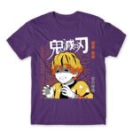 Zenitsu Agatsuma – Demon Slayer Dark Purple Men's T-shirt for Anime, Kimetsu No Yaiba