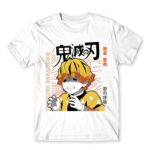 Zenitsu Agatsuma – Demon Slayer White Men's Tee for Anime, Kimetsu No Yaiba