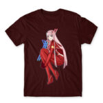Zero Two – Darling In The Franxx Burgundy Men's T-shirt for Anime, Darling In The Franxx
