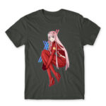 Zero Two – Darling In The Franxx Dark Grey Men's T-shirt for Anime, Darling In The Franxx