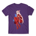 Zero Two – Darling In The Franxx Dark Purple Men's T-shirt for Anime, Darling In The Franxx