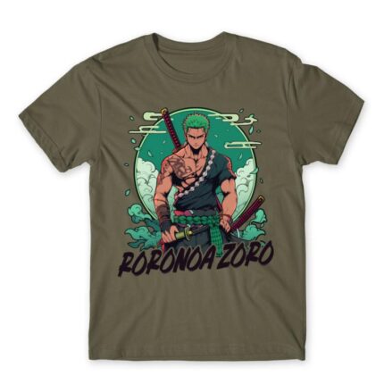 Zoro – Green Design Zinc Men's T-shirt for Anime, One Piece
