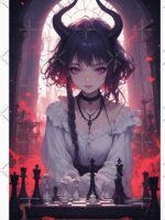 Anime demon girl playing chess Unisex T-Shirt