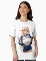 Anime Elf Mechanic Girl – Black and White Automotive Waifu Unisex T-Shirt