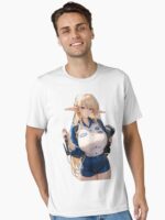 Anime Elf Mechanic Girl – Black and White Automotive Waifu Unisex T-Shirt