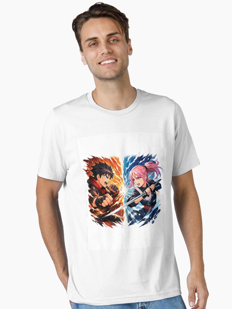 Anime Fire vs Ice Battle Unisex T-Shirt