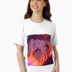 Bright Magenta Orange Intense Action Shot Anime Girl Unisex T-Shirt