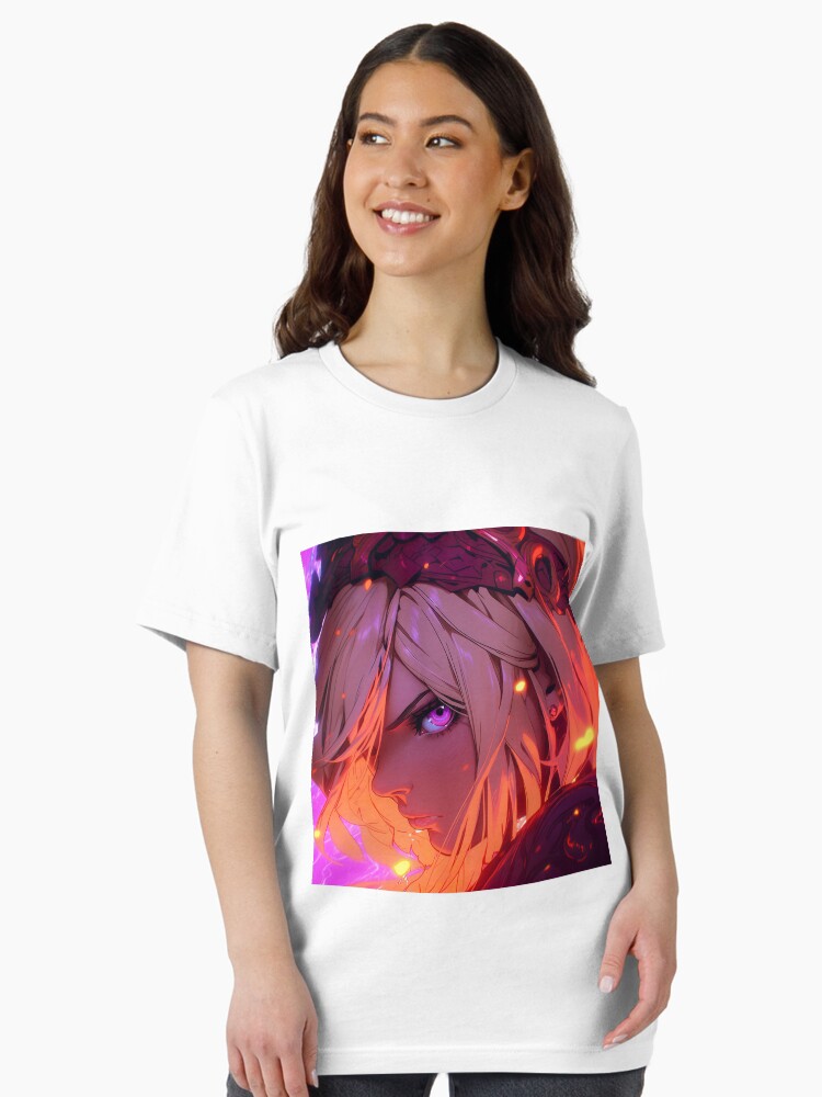 Bright Magenta Orange Intense Action Shot Anime Girl Unisex T-Shirt Bright Magenta Orange Intense Action Shot Anime Girl Unisex T-Shirt