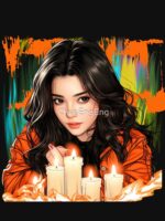 Candle Light Anime Girl – Cozy Aesthetic Portrait, Soft Glow Fantasy Illustration, Relaxing Mood Art Unisex T-Shirt