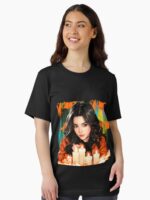 Candle Light Anime Girl – Cozy Aesthetic Portrait, Soft Glow Fantasy Illustration, Relaxing Mood Art Unisex T-Shirt