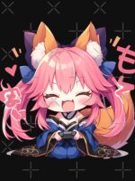 Caster Tamamo no Mae Fate Grand Order Chibi Gaming Fox Unisex T-Shirt - Image 7
