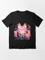 Caster Tamamo no Mae Fate Grand Order Chibi Gaming Fox Unisex T-Shirt - Image 3