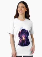 Cozy Night Anime Girl Coffee Moon Glow Aesthetic Design Unisex T-Shirt