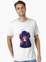 Cozy Night Anime Girl Coffee Moon Glow Aesthetic Design Unisex T-Shirt