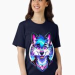 Cyberpunk Neon Furry Anthro Wolf Unisex T-Shirt