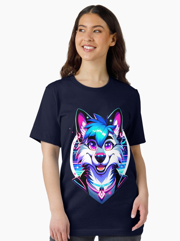 Cyberpunk Neon Furry Anthro Wolf Unisex T-Shirt Cyberpunk Neon Furry Anthro Wolf Unisex T-Shirt