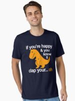 Dino Clap Your Hands: Playful T-Rex and Happy Rhymes Unisex T-Shirt - Image 2