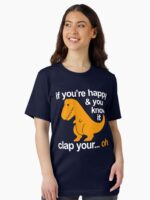 Dino Clap Your Hands: Playful T-Rex and Happy Rhymes Unisex T-Shirt