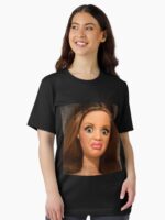 Disgusted Doll Meme Face Funny Retro Doll Reaction Unisex T-Shirt - Image 2