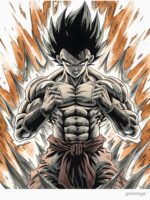 “Epic Anime Fire Warrior – Powerful Fiery Transformation Art” Unisex T-Shirt