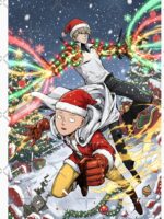 Epic Christmas Anime Heroes in Action – Holiday Battle Scene Unisex T-Shirt